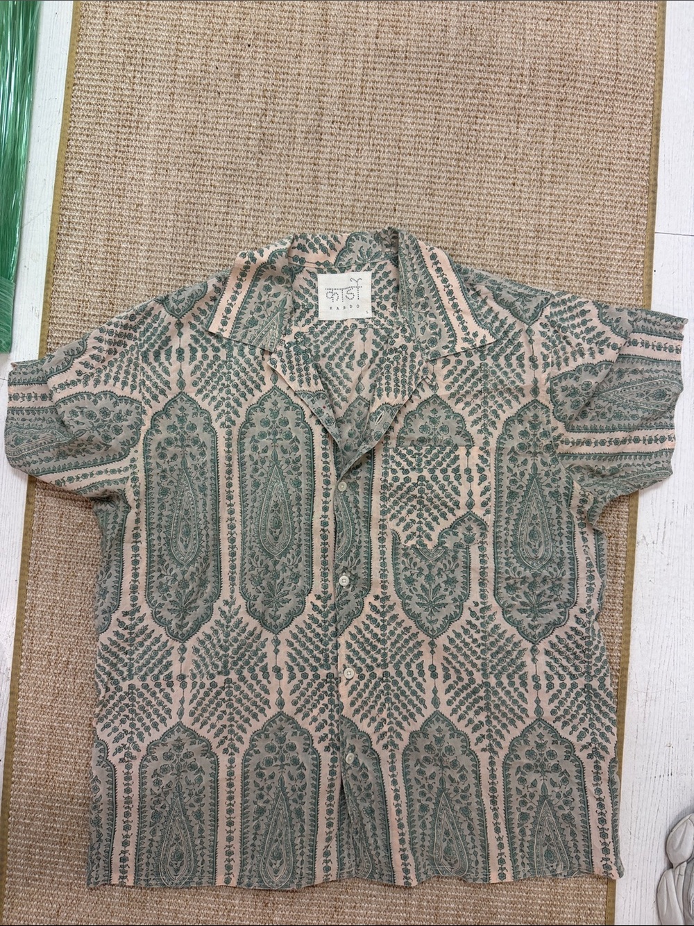 Kardo Casual Green Paisley Print Short-Sleeve Shirt -